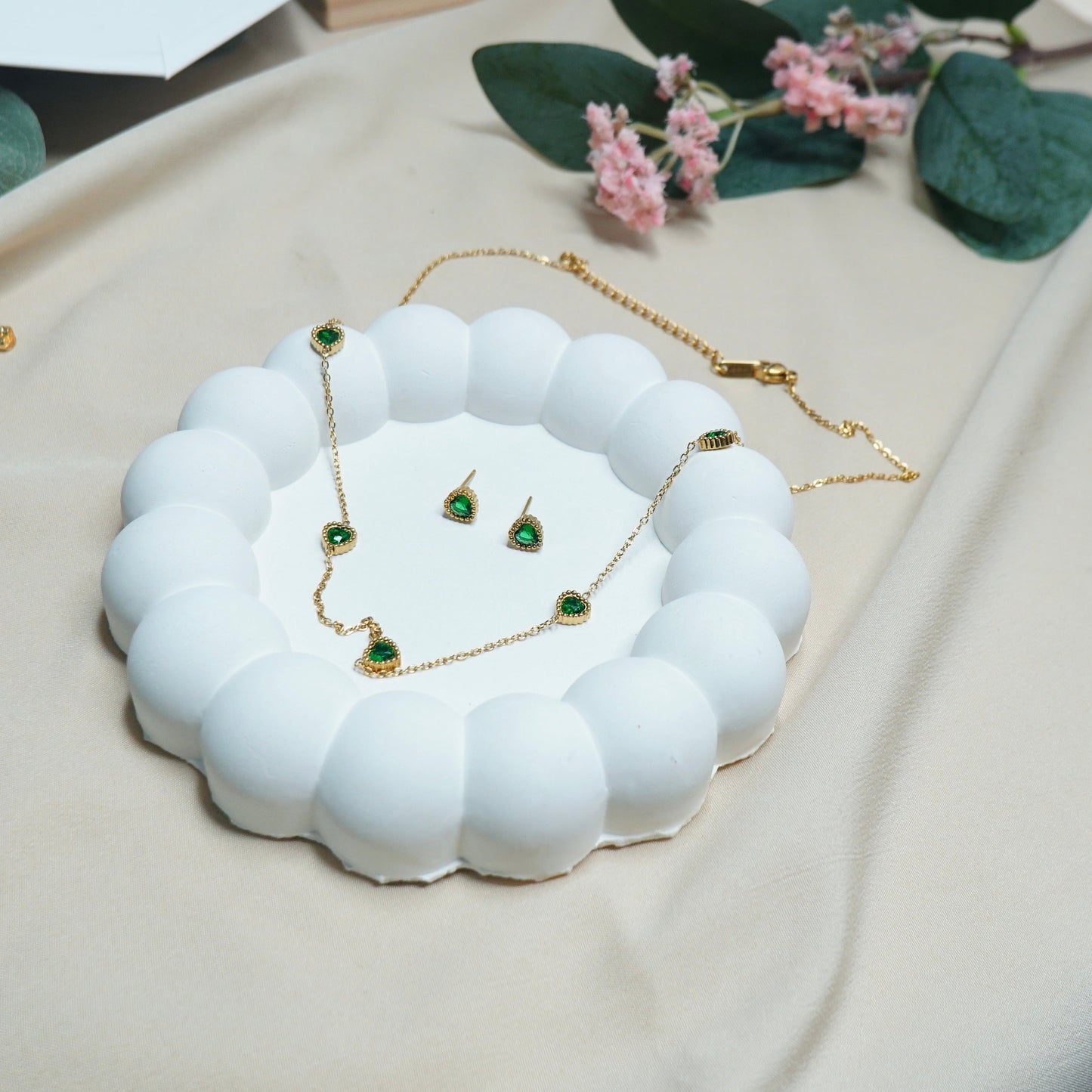 Emerald Heart Chain Set