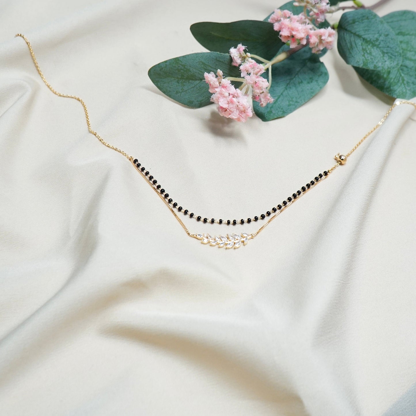 Mangalsutra Layered with Solitaire Leafy Branch