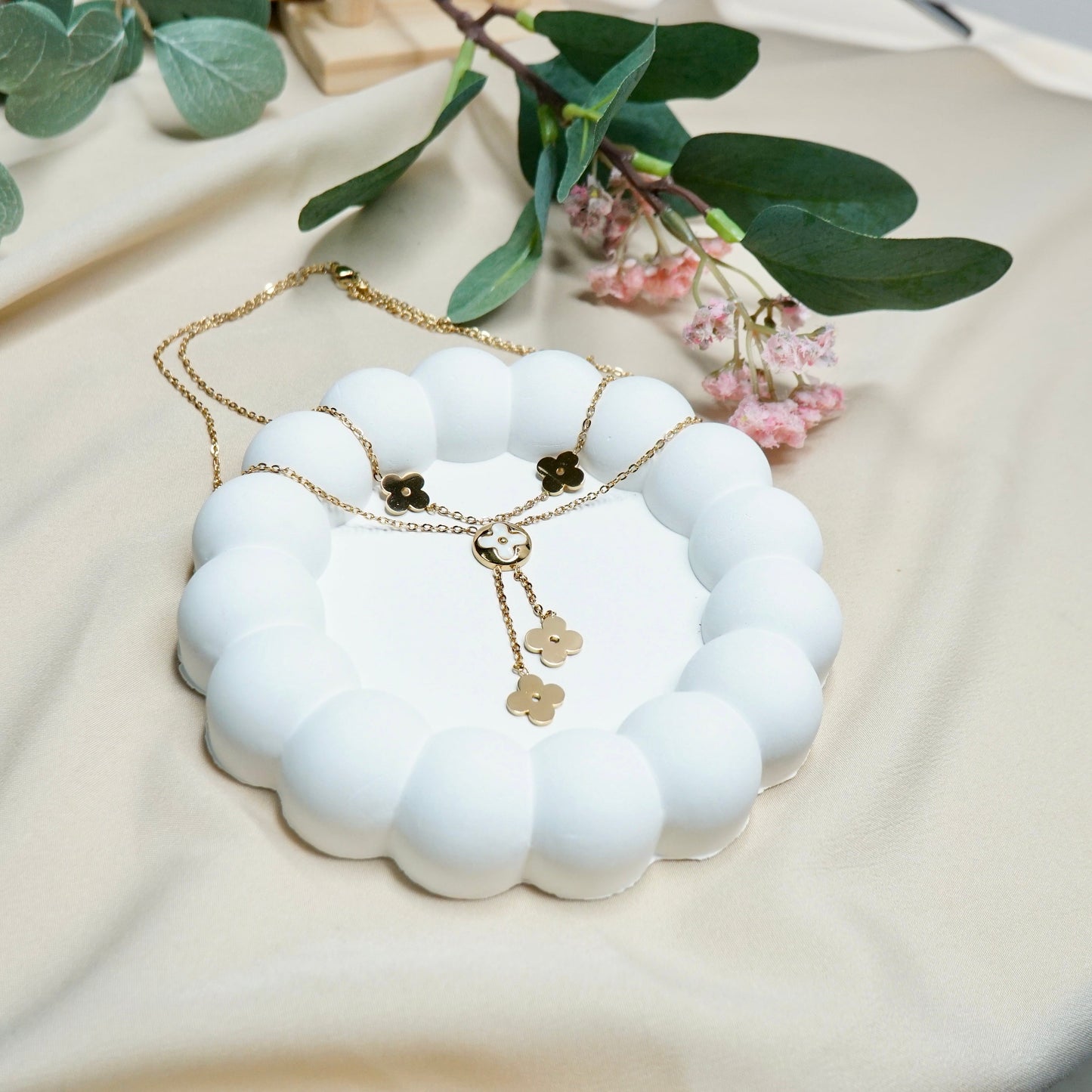 Multi Layer Floral Charm Chain