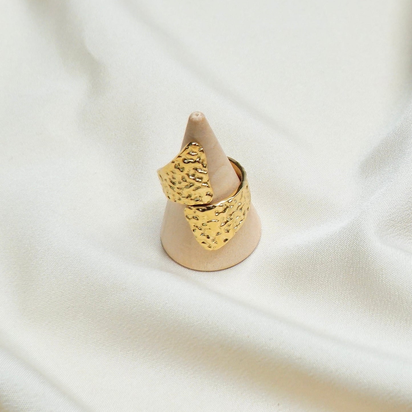 Hammered Split Shield Ring