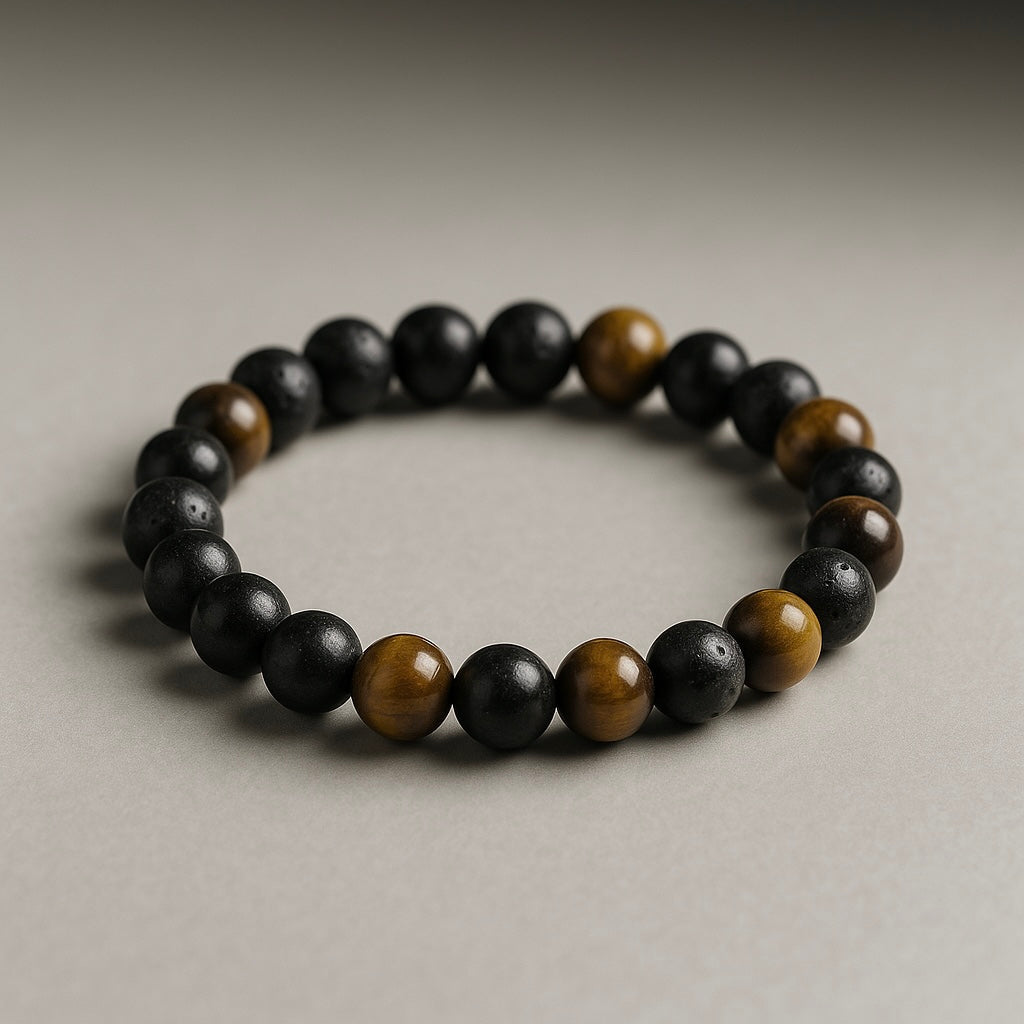 Men Black Brown Beads Bracelet