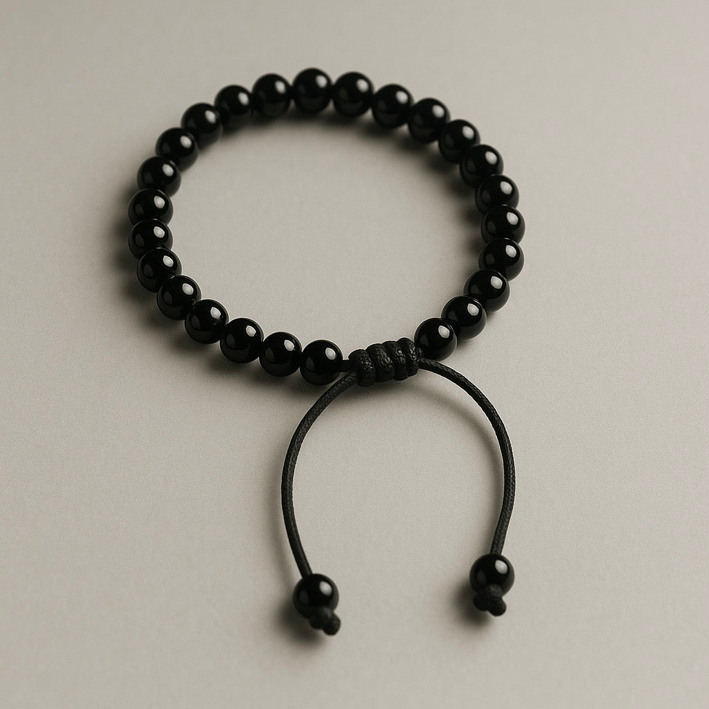 Men Black Small Beads Hanging Bracelet