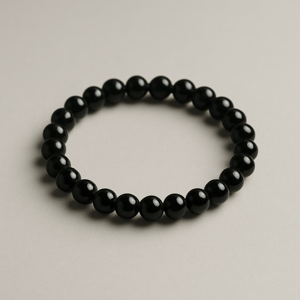 Men Black Medium Beads Bracelet