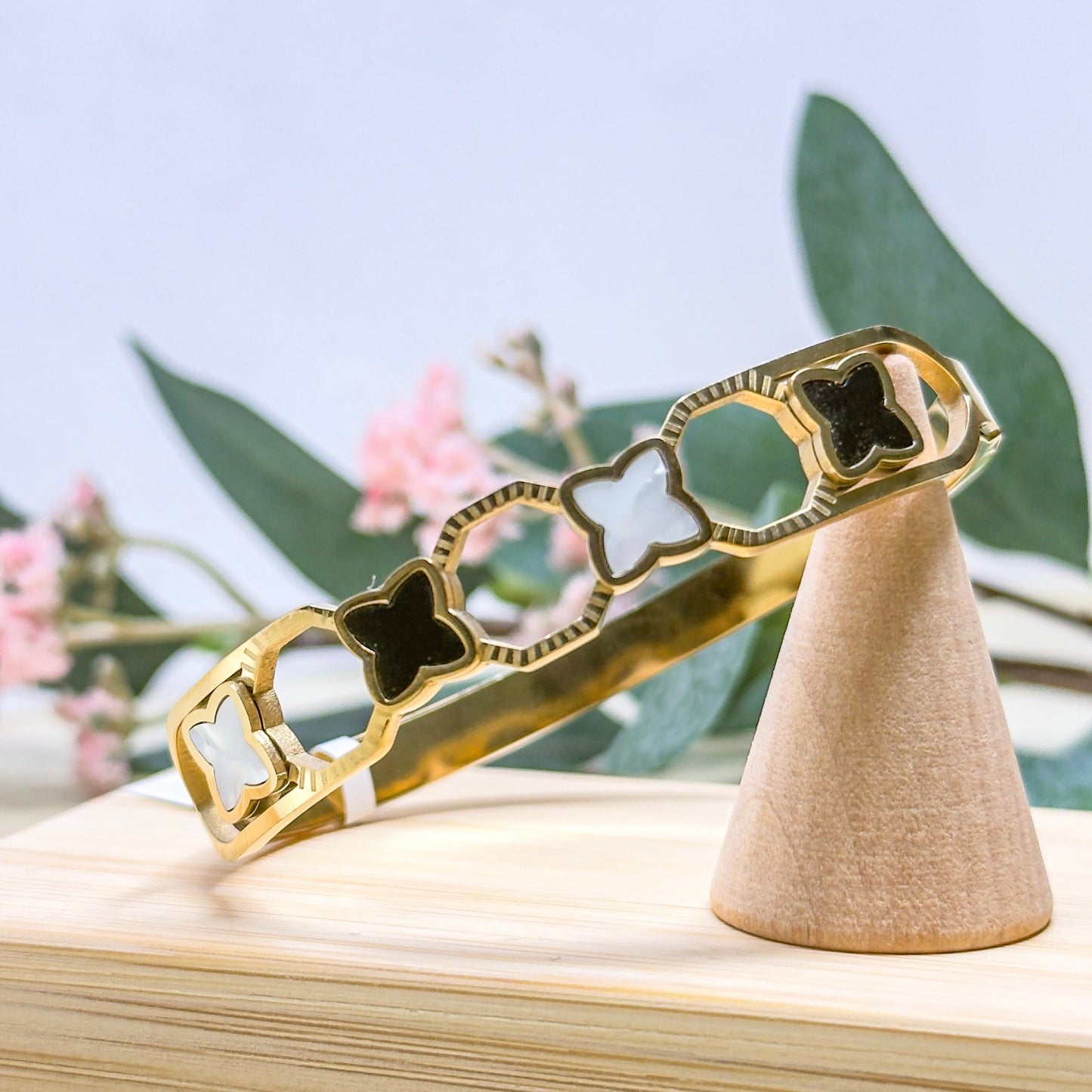 White Black Clove Kada Bracelet