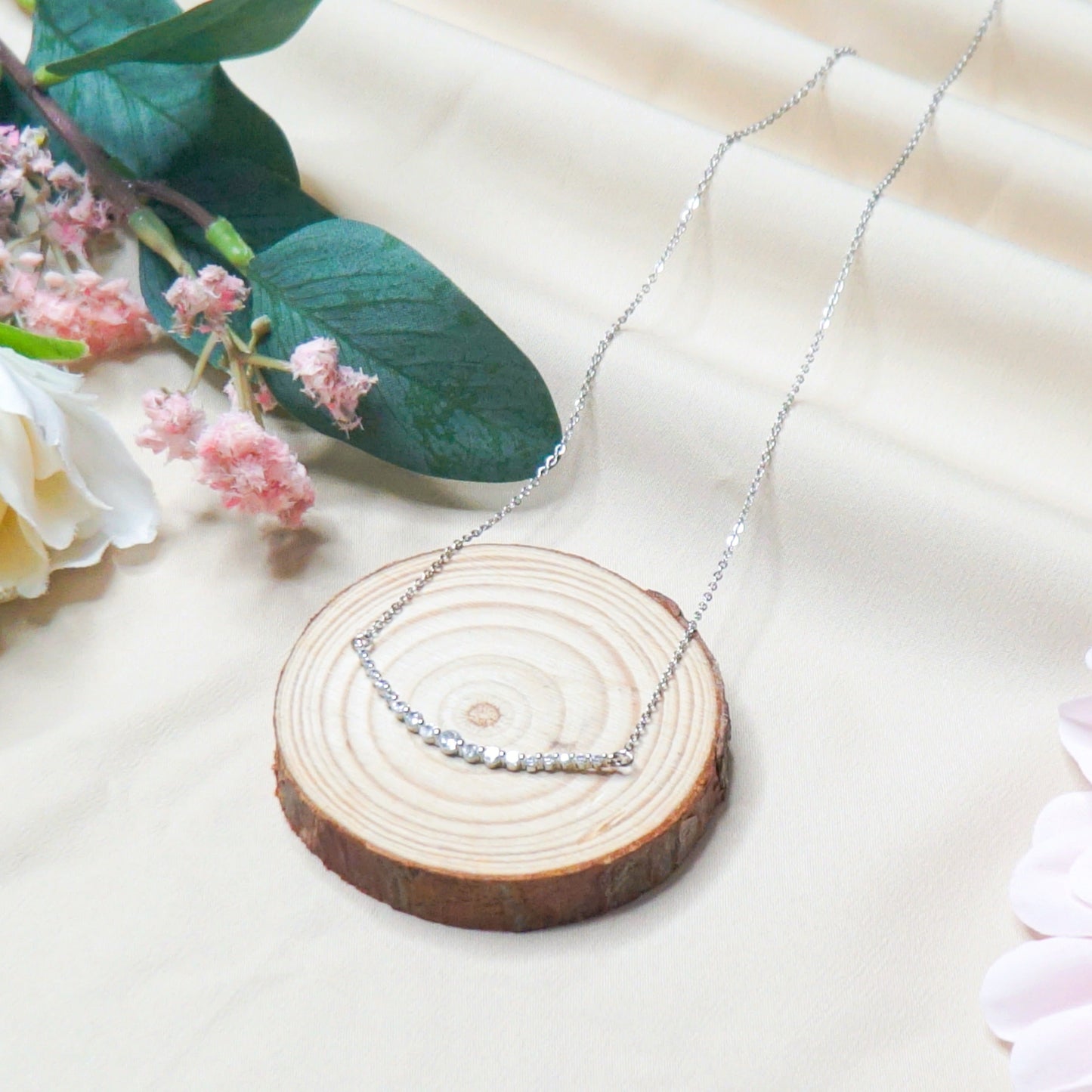 White Stone Silver Chain