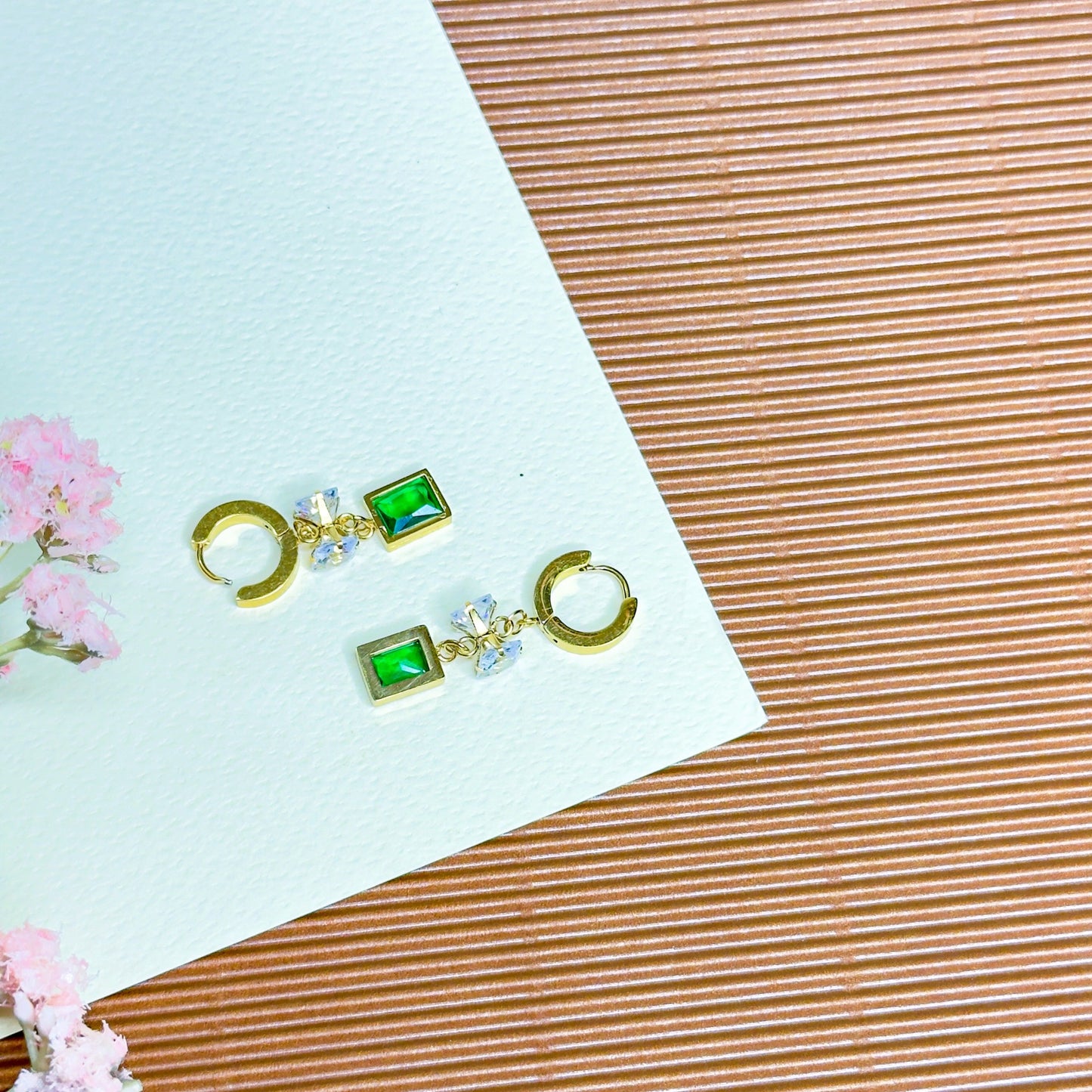 Emerald Harmony Hanging Earrings