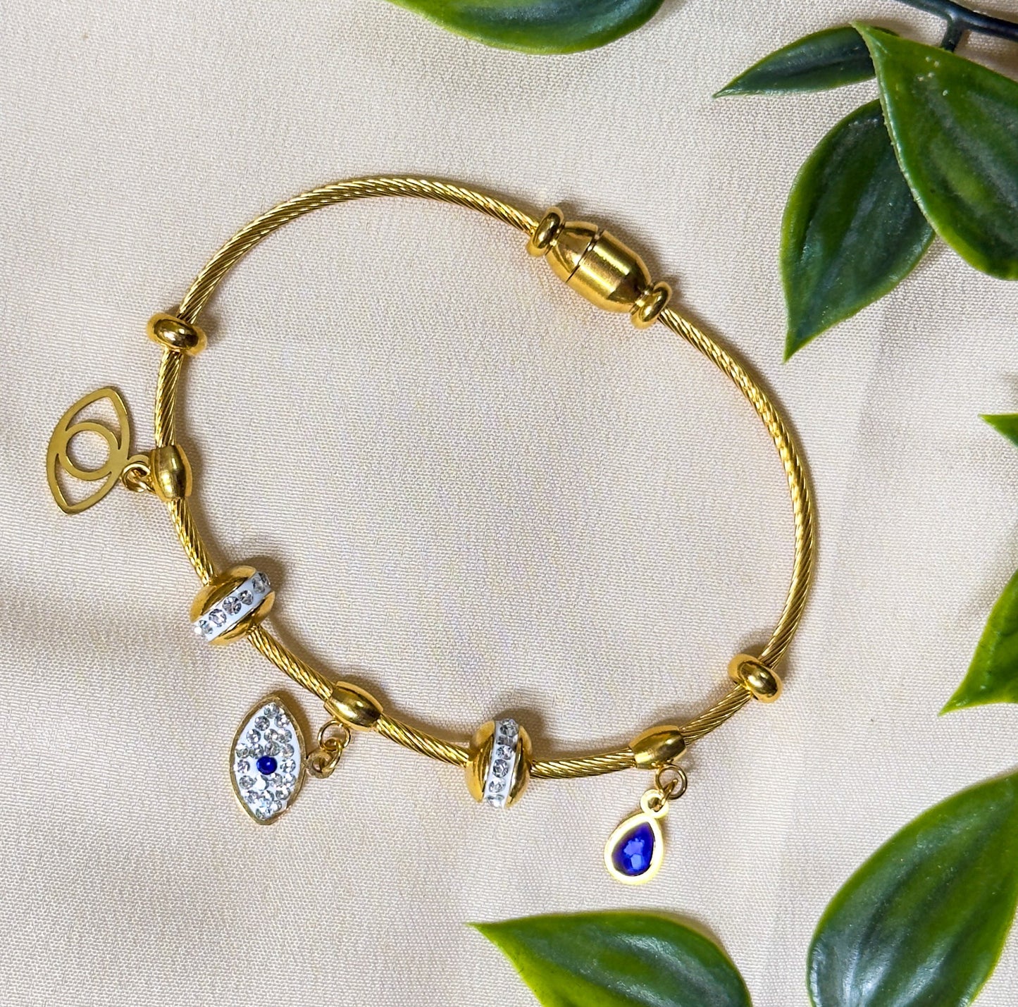 Evil Eye Charm Bangle Bracelet