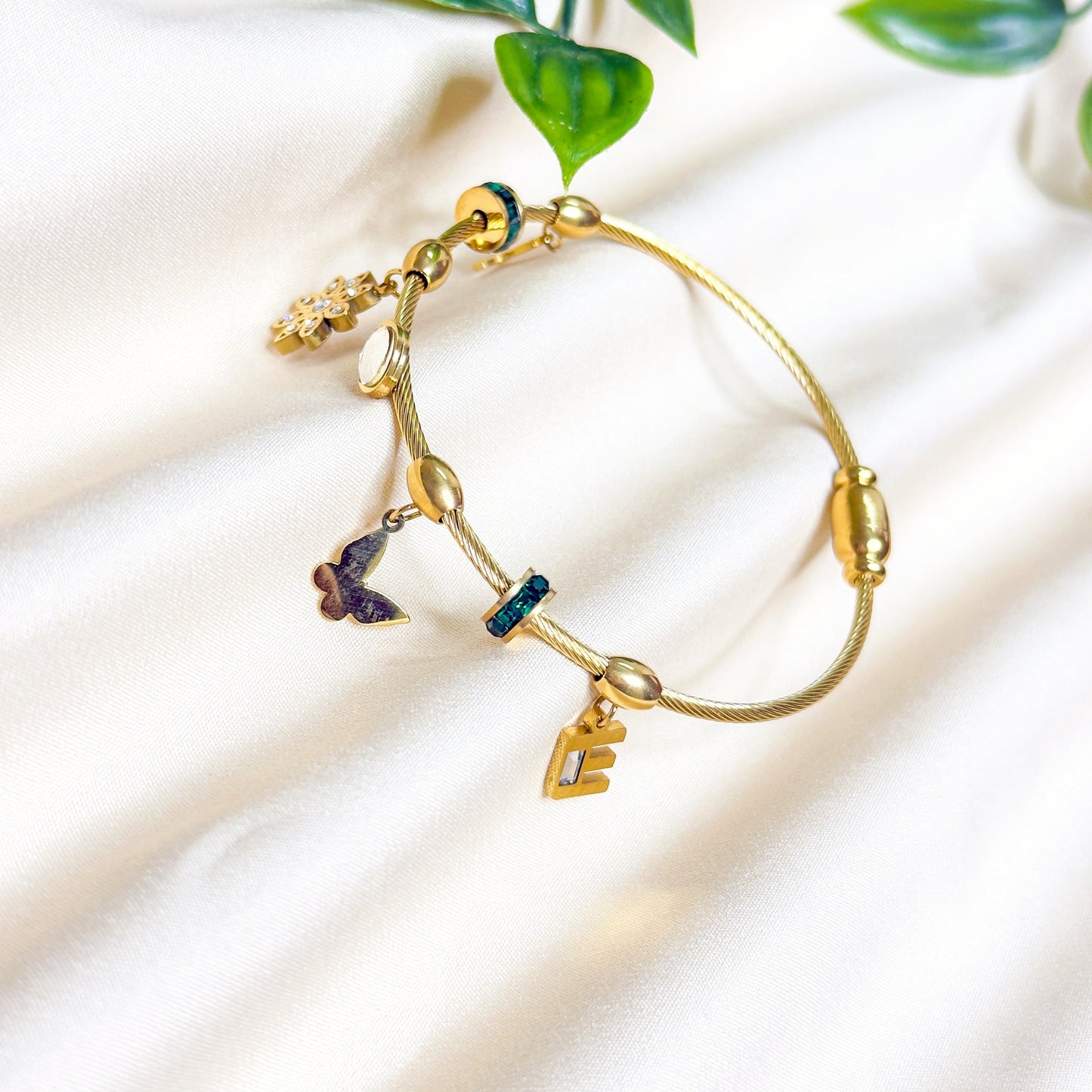 Butterfly Love Charms Bangle Bracelet