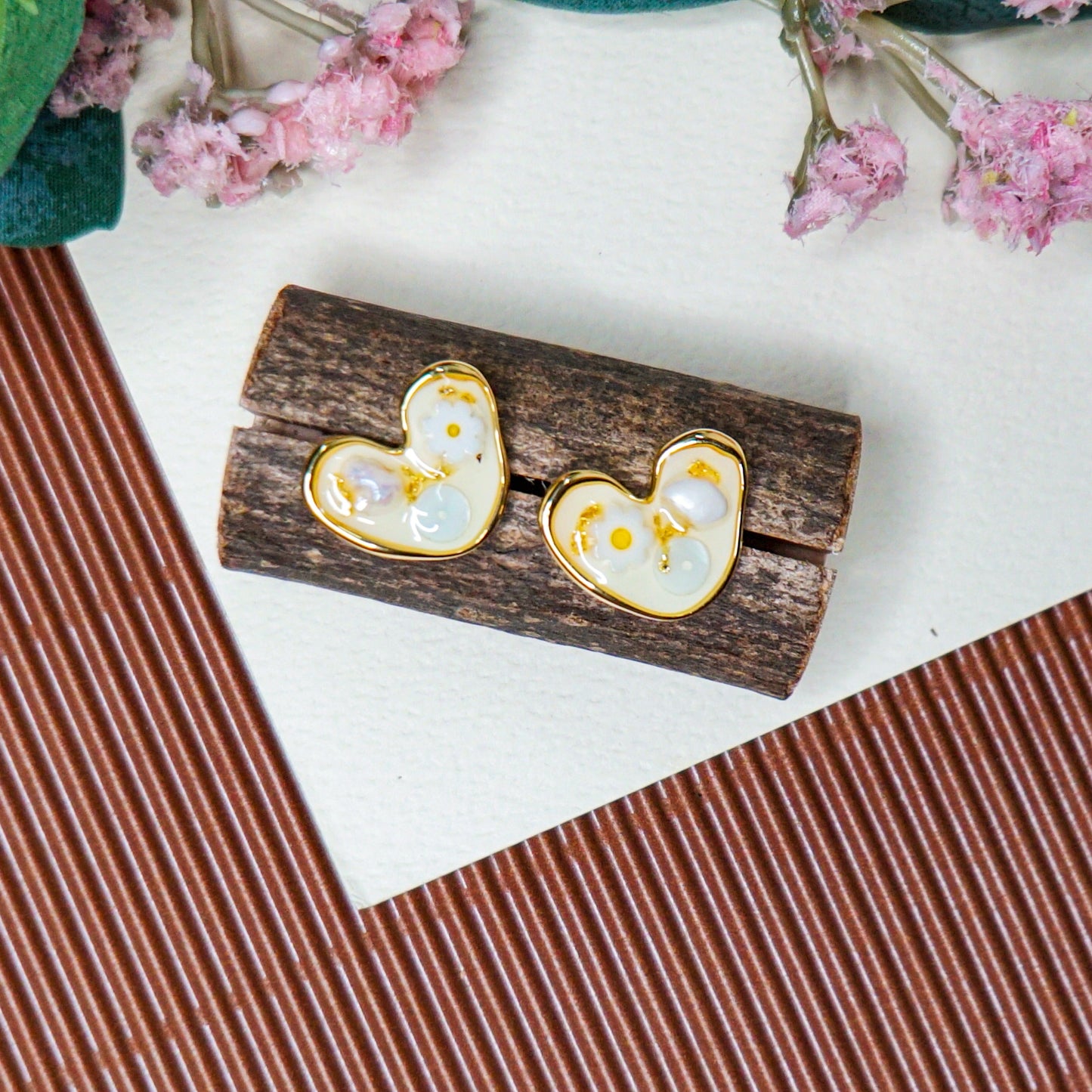 White Stone Love Earrings