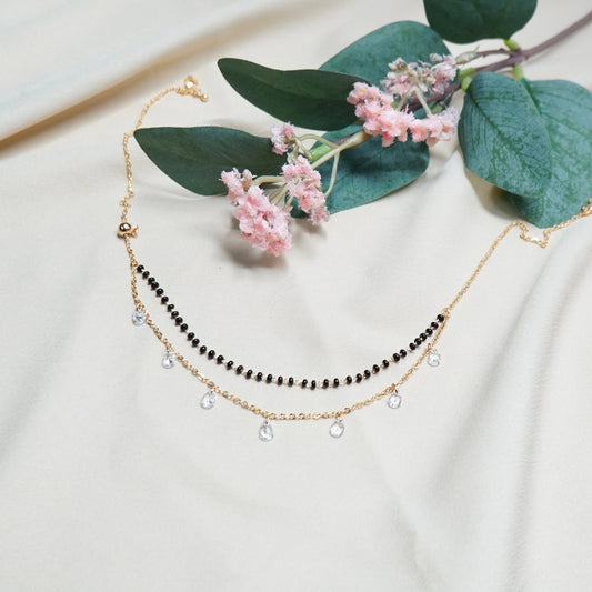 Mangalsutra Layered with Clear Crystal Drops