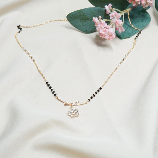 Mangalsutra with pearls and floral Charm