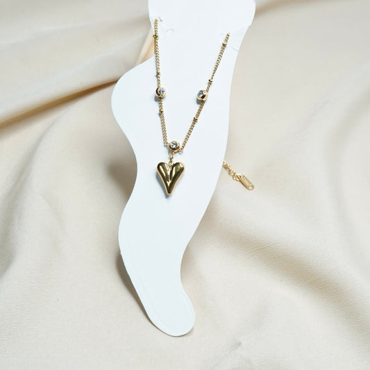 Gold Love with Solitare Anklet