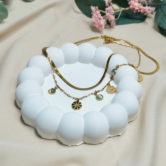 Dual Layer Snake with Flower and Bead Charms