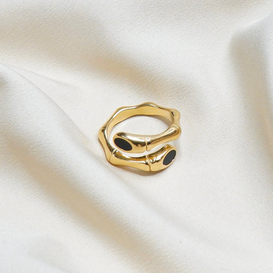 Golden Bamboo Black Ring