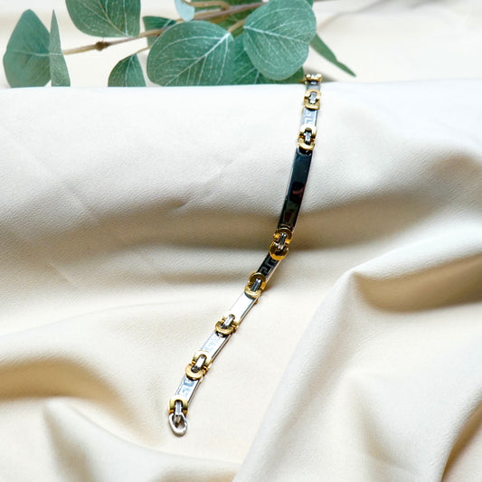 Silver Gold Bar Chain Bracelet