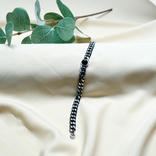 Silver Bracelet with Black Stone