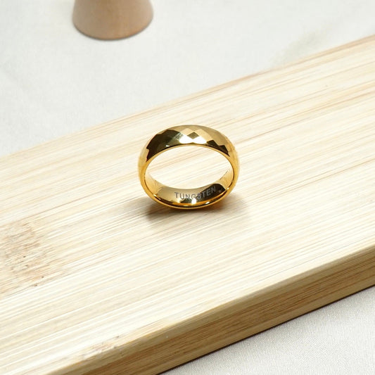 Diamond Shape Cut Gold Tungsten Ring