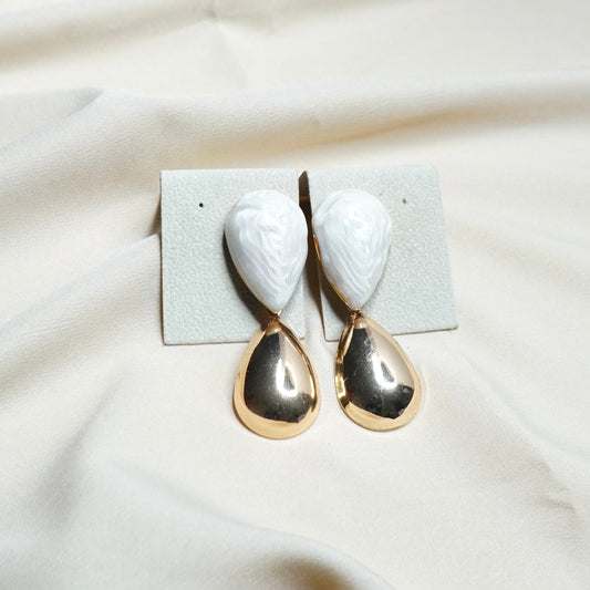 Twin Tone Tear Drop Hanging Earrings