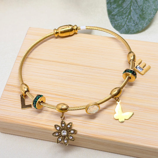 Butterfly Love Charms Bangle Bracelet